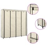 vidaXL Garde-robe avec 4 compartiments Crème 175x45x170 cm