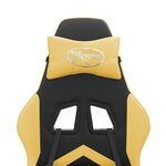 vidaXL Chaise de jeu pivotante et repose-pied Noir et doré Similicuir