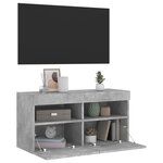 vidaXL Meuble TV mural avec lumières LED gris béton 80x30x40 cm