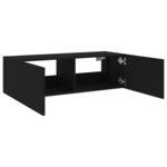 vidaXL Meuble TV mural avec lumières LED noir 100x35x31 cm