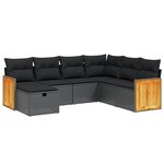 vidaXL Salon de jardin 7 Pièces avec coussins noir résine tressée