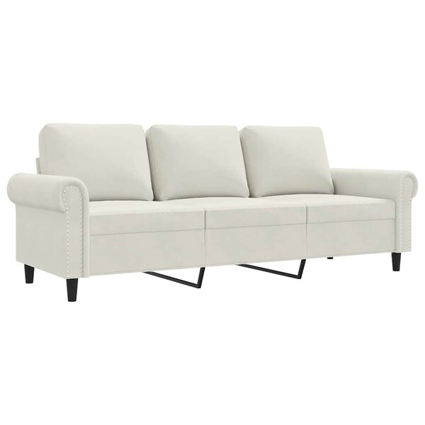 vidaXL Canapé à 3 places Crème 180 cm Velours