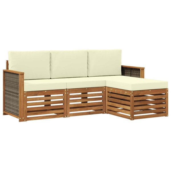 vidaXL Ensemble de canapés d'extérieur 4 pc Naturel et Crème