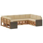vidaXL Ensemble de canapés d'extérieur 9 pc Naturel et Beige Polyester