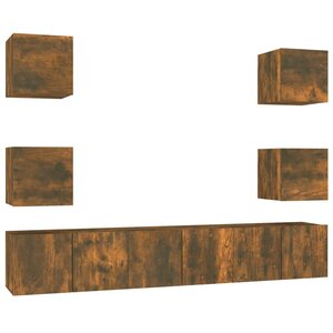 vidaXL Ensemble de meubles TV 7 Pièces Chêne fumé Bois d'ingénierie