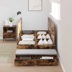 vidaXL Cadre de lit de rangement Chêne fumé 100x200 cm