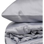 Parure de lit - housse de couette 220 x 240 + 2 taies d'oreiller 60 x 60 - Satiné coton - Gris