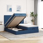 VidaXL Cadre de lit ottoman avec matelas bleu 180x200 cm tissu