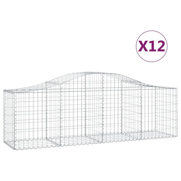 vidaXL Paniers à gabions arqués 12 Pièces 200x50x60/80 cm Fer galvanisé