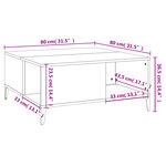 vidaXL Table basse gris béton 80x80x36 5 cm bois d'ingénierie