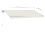 vidaXL Auvent automatique avec capteur de vent et LED 400x350 cm Crème