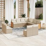 vidaXL Salon de jardin 11 Pièces avec coussins beige résine tressée