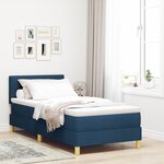 vidaXL Lit à sommier avec matelas bleu 100x200 cm en tissu