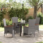 vidaXL Chaises de jardin inclinables 5 Pièces Gris Gris foncé Teinte bois