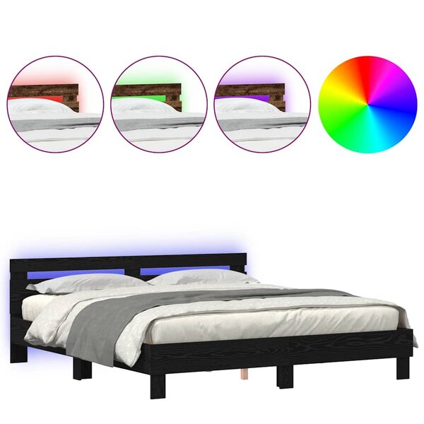 vidaXL Cadre de lit Chêne noir 200 x 200 cm Bois d'ingénierie