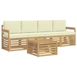 vidaXL Ensemble de canapés d'extérieur 5 pc Blanc et crème Polyester