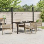 vidaXL Ensemble de Salle à Manger de Jardin 5 Pièces avec Coussins Beige Poly Rattan