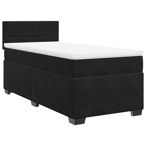vidaXL Sommier à lattes de lit et matelas Noir 80x200 cm Velours