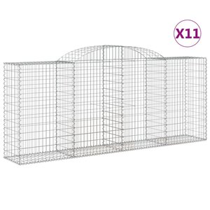 vidaXL Paniers à gabions arqués 11 Pièces 300x50x120/140 cm fer galvanisé
