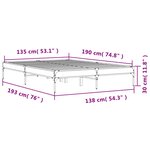 vidaXL Cadre de lit chêne sonoma 135x190 cm bois d'ingénierie et métal