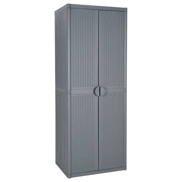 vidaXL Armoire de rangement de jardin gris 65x45x172 cm PP rotin