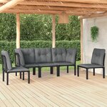 vidaXL Salon de jardin 5 Pièces noir et gris résine tressée