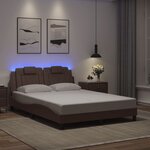vidaXL Cadre de lit avec lumières LED marron 140x200 cm similicuir