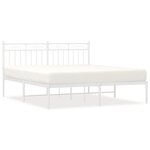 vidaXL Cadre de lit métal sans matelas et tête de lit blanc 160x200 cm