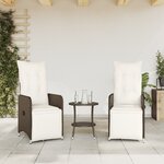 vidaXL Chaises de jardin inclinables lot de 2 et table résine tressée