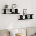 vidaXL Étagères murales 2 Pièces chêne noir 75x18x20 cm bois d'ingénierie
