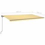 vidaXL Auvent manuel rétractable avec poteaux 6x3 m Jaune et blanc