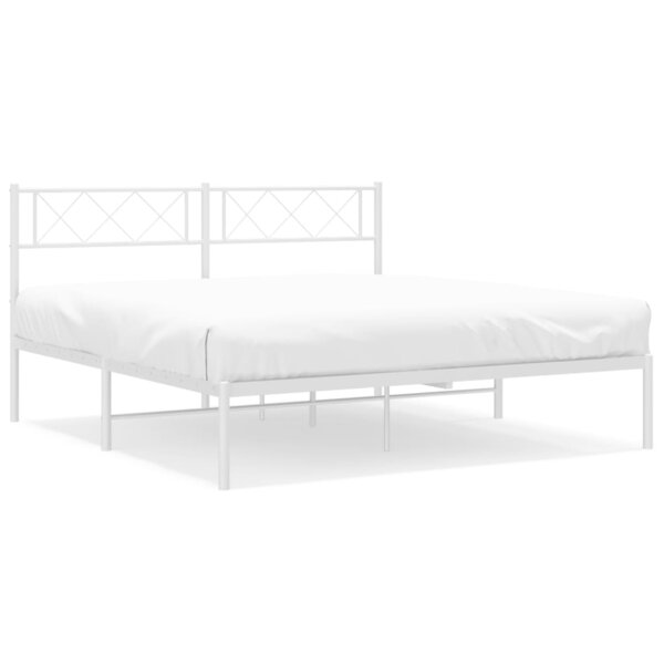 vidaXL Cadre de lit métal sans matelas et tête de lit blanc 120x190 cm