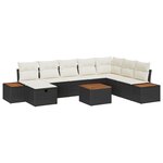 Ensemble de canapés de jardin 9 pièces vidaXL avec coussins en poly rattan noir