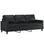 vidaXL Canapé à 3 places Noir 180 cm Similicuir