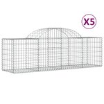vidaXL Paniers à gabions arqués 5 Pièces 200x50x60/80 cm Fer galvanisé