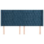 vidaXL Tête de lit avec oreilles Bleu foncé 183x16x118/128 cm Velours