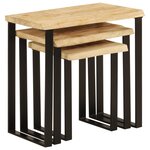 vidaXL Tables gigognes 3 Pièces avec bord vivant bois de manguier massif