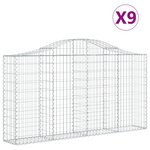 vidaXL Paniers à gabions arqués 9 Pièces 200x30x100/120 cm Fer galvanisé