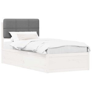 vidaXL Cadre de lit avec tête de lit rembourrée Gris clair 90 x 190 cm