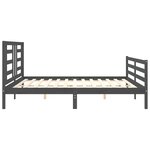 vidaXL Cadre de lit avec tête de lit gris 200x200 cm bois massif