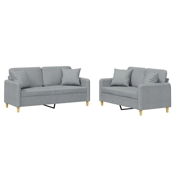 vidaXL Ensemble de canapés 2 Pièces coussins gris clair tissu