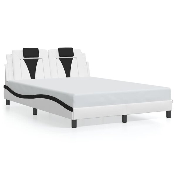 vidaXL Cadre de lit Viana sans matelas blanc et noir 140x190 cm similicuir