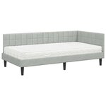 vidaXL Cadre de lit d'angle avec matelas 2 pc Gris clair 100 x 200 cm