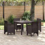vidaXL Ensemble de salle à manger de jardin 5 pièces en poly rattan marron