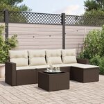 vidaXL Salon de jardin avec coussins 6 Pièces marron résine tressée