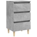 vidaXL Tables de chevet avec pieds en bois 2 Pièces gris béton 40x35x69cm