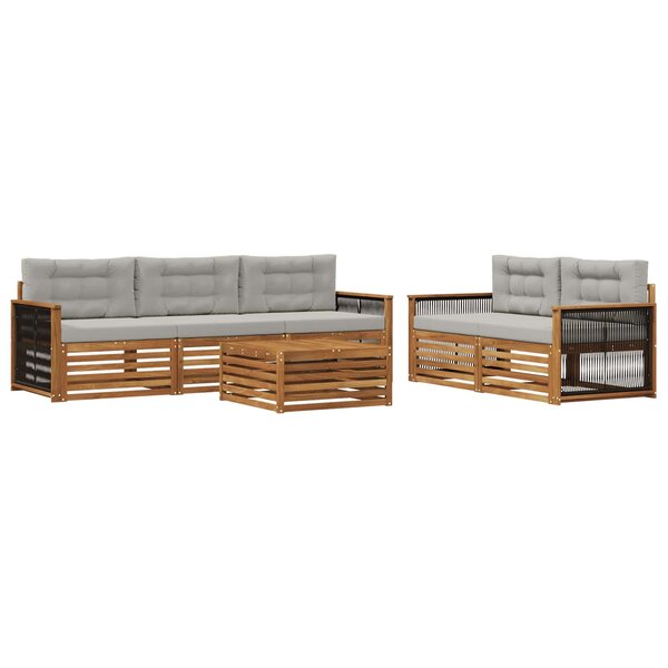 vidaXL Ensemble de canapés d'extérieur 6 pc Naturel et gris clair