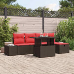 vidaXL Ensemble de canapé de jardin 6 Pièces Marron polyrotin