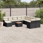 vidaXL Salon de jardin 12 Pièces avec coussins noir résine tressée