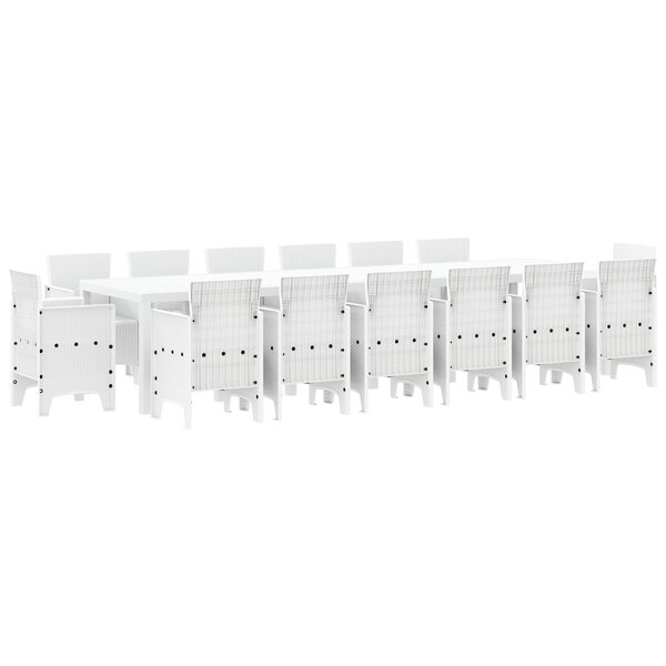 Ensemble de salle à manger jardin vidaXL 15 pièces blanc poly rattan